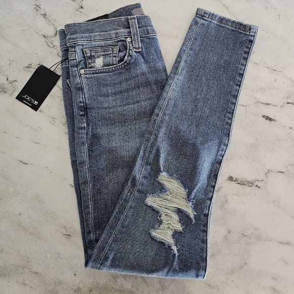 Joe's Jeans High Rise Skinny Crop Ankle Blue Jeans 25 NWT - Picture 4 of 9